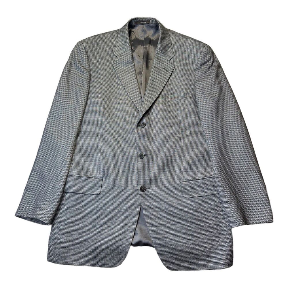 Joseph Abboud Men's Blazer Sport Coat 3 Button Houndstooth Wool Silk, Size 42L